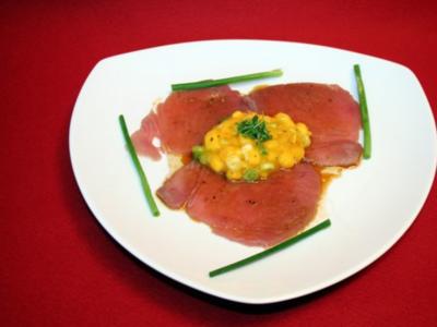 Thunfisch-Carpaccio mit Mangosalat - Rezept