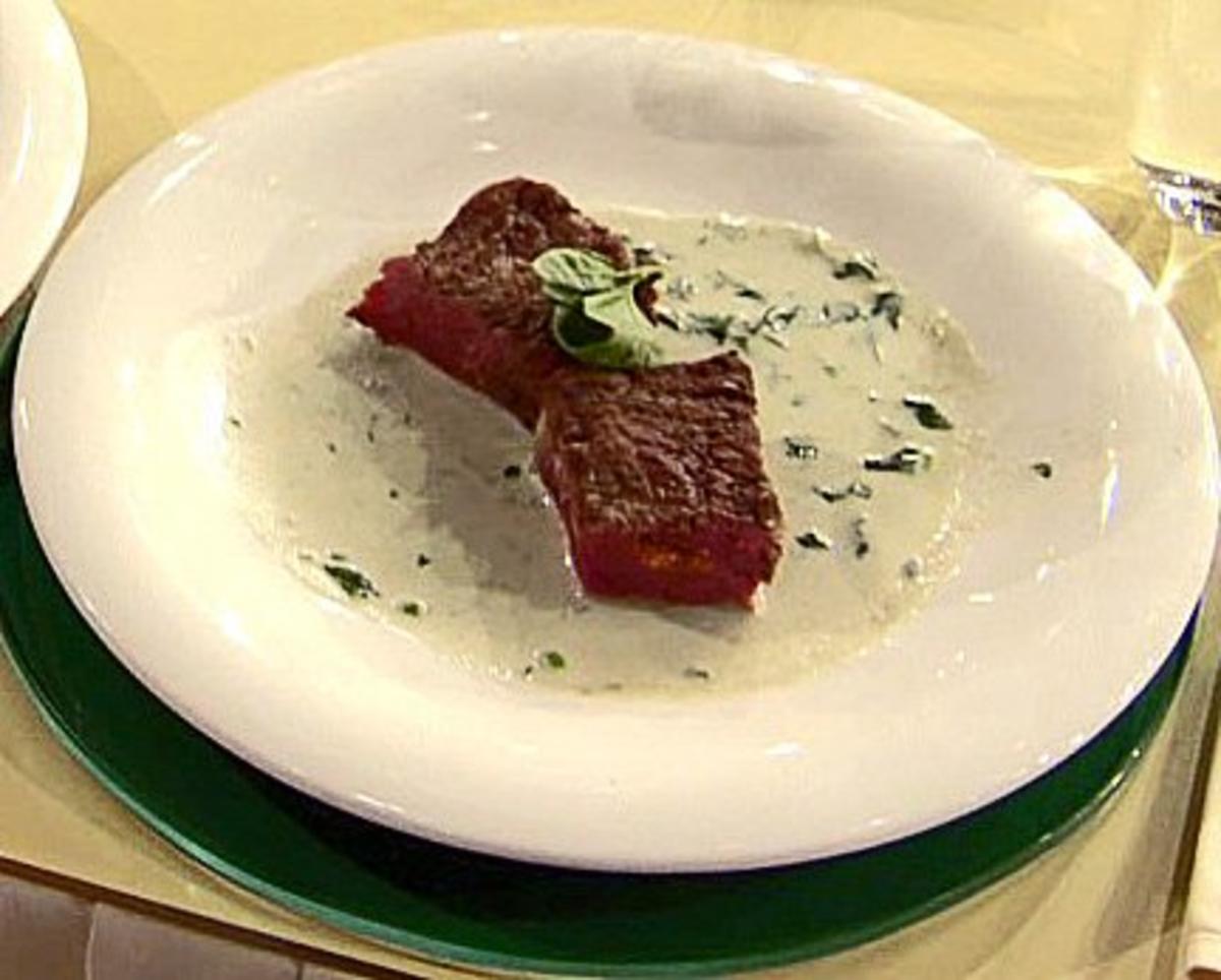 Bilder für Roastbeef mit Füllung von Grillgemüse und Gorgonzola-Sauce (Ralf Möller) - Rezept