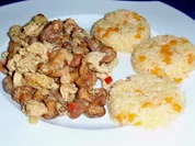 Putenstreifen mit Pfifferlingen und Gemüsereis - Rezept