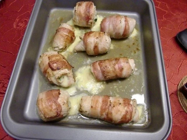 Rezept: Putenschnitzel Röllchen mit Bacon Kruste Bild Nr. 11 Putenschnitzel Röllchen mit Bacon Kruste - Rezept - Bild Nr. 11