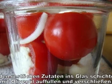 Kirschtomaten - eingelegt,  mit rezenter Frischkäsefüllung - Rezept - Bild Nr. 11