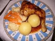 Hähnchenkeule mit Klößen - Rezept