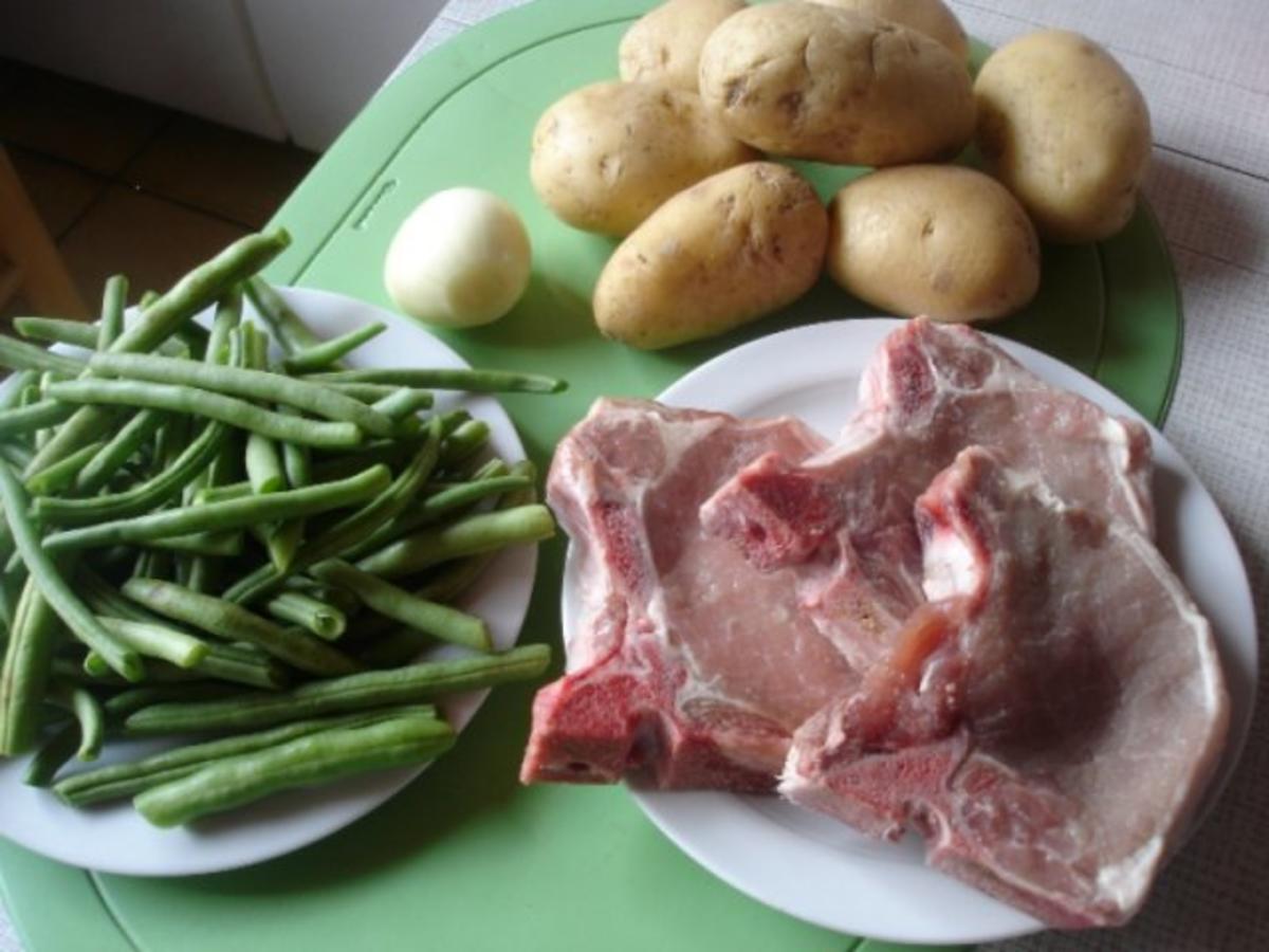 Grüne Bohnen mit Stielkotelett und Kartoffelpüree - Rezept - Bild Nr. 2