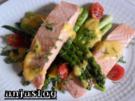 Grüner Spargel mit Lax und sosse Hollandaise - Rezept