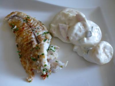 Verunfallter Schellfisch mit cremigem Kartoffelsalat - Rezept