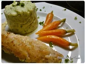 Seeteufel gebraten an Rucola Kartoffel Püree mit karamelisierten Vanillemöhrchen - Rezept