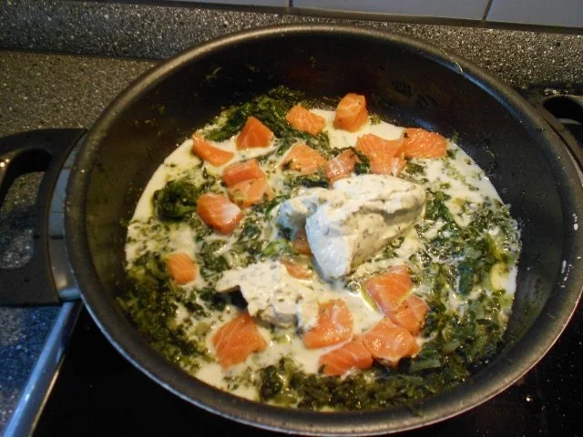 Wildlachs mit Penne in Bärlauchfrischkäse-Spinat-Soße - Rezept - Bild Nr. 16