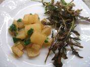Gemüse: Rettichgemüse mit frittiertem Rucola - Rezept