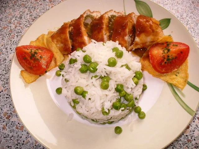 gefüllte Hähnchenbrust an Reis - Rezept