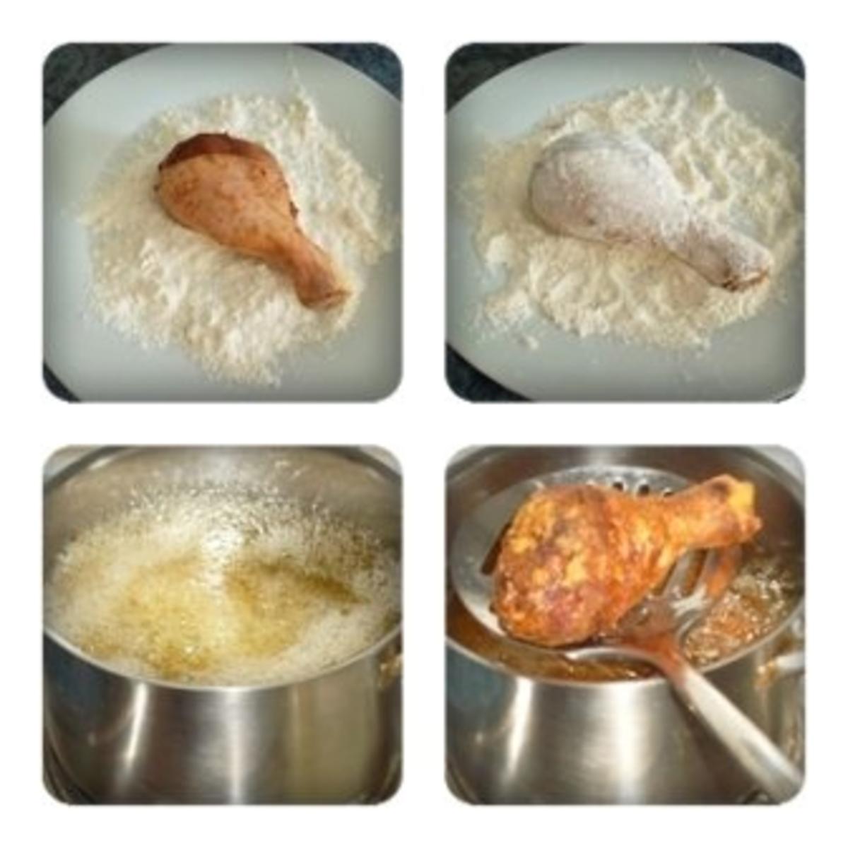 Knusprig frittierte Hähnchen – Unterkeulen mit Reis - Rezept - Bild Nr. 2