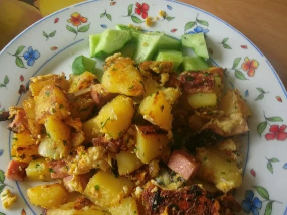 Bratkartoffel - Gurken - Leberkäsepfanne - Rezept - Bild Nr. 11