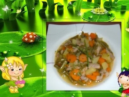 Rezept: Eintopf : Mit Bohnen - Möhren und Schweinchen Eintopf : Mit Bohnen - Möhren und Schweinchen - Rezept