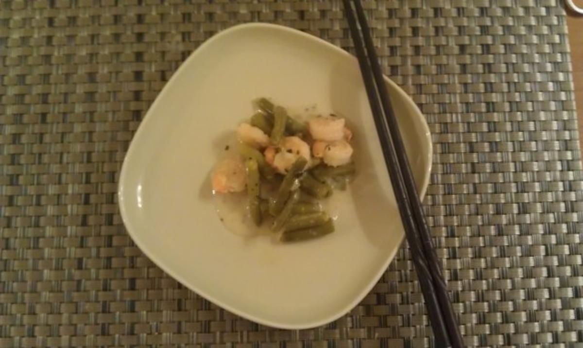 Shrimps im Bohnenhäufl - Rezept