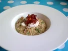Risotto mit Pfifferlingen und Erbsen, gegrillter Picandou - Rezept