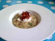 Risotto mit Pfifferlingen und Erbsen, gegrillter Picandou - Rezept