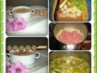 Rezept: `❀´ Lauch-Käsesuppe mit Mettbällchen – Spieße `❀´ Bild Nr. 2 `❀´ Lauch-Käsesuppe mit Mettbällchen – Spieße `❀´ - Rezept - Bild Nr. 2