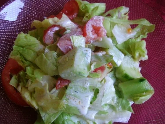 Rezept: leckerleichter Sommersalat mit Schmanddip leckerleichter Sommersalat mit Schmanddip - Rezept