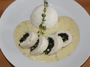 Hähnchenbrust mit Spinat-Feta-Füllung und Basmati-Reis - Rezept