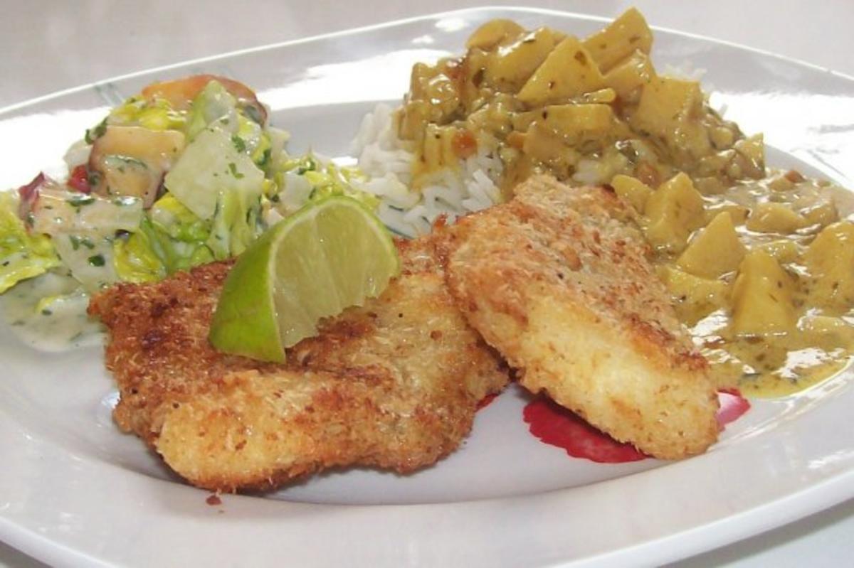 Seelachsfilet in knuspriger Kokoshülle