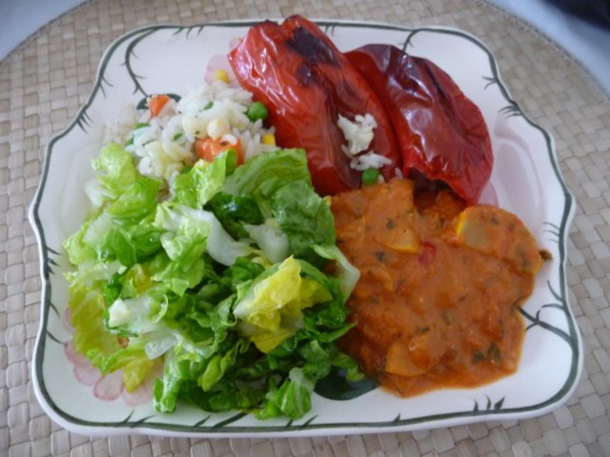 Fleischlos : Paprika mit Gemüsereis gefüllt aus dem Backofen.... - Rezept - Bild Nr. 24