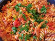 Zucchini - Aubergienen - Tomaten Nudelpfanne - Rezept