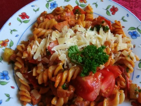 Zucchini - Aubergienen - Tomaten Nudelpfanne - Rezept - Bild Nr. 2