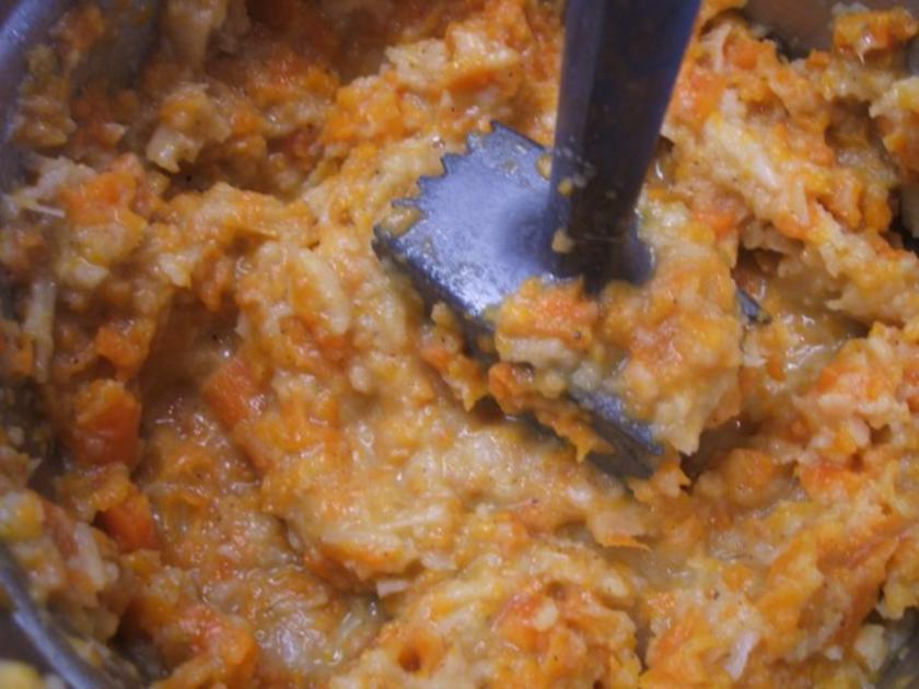 Gemüse: Gebackene Lauchzwiebeln mit Karotten Petersilienwurzel Püree ...