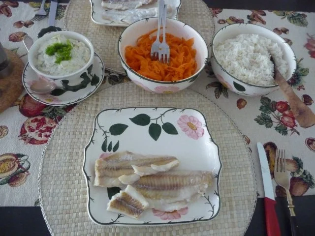 Fisch : Gedünsteter Alaska-Seelachs an Fenchel-Meerrettich mit Reis und Möhrensalat - Rezept - Bild Nr. 12