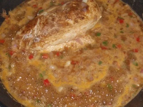 Rezept: scharfe Hähnchenbrust auf Gemüse mit Tomatenreis Bild Nr. 5 scharfe Hähnchenbrust auf Gemüse mit Tomatenreis - Rezept - Bild Nr. 5