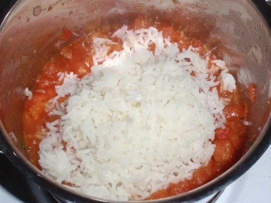 Rezept: scharfe Hähnchenbrust auf Gemüse mit Tomatenreis Bild Nr. 9 scharfe Hähnchenbrust auf Gemüse mit Tomatenreis - Rezept - Bild Nr. 9