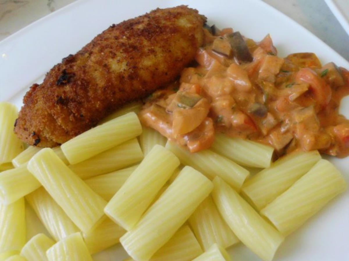 Mediterranes, scharfes Auberginegemüse mit Tortiglioni und Putenschnitzel - Rezept - Bild Nr. 9