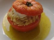 Tomaten mit Kritharaki  und Ziegenkäse - Füllung - Rezept