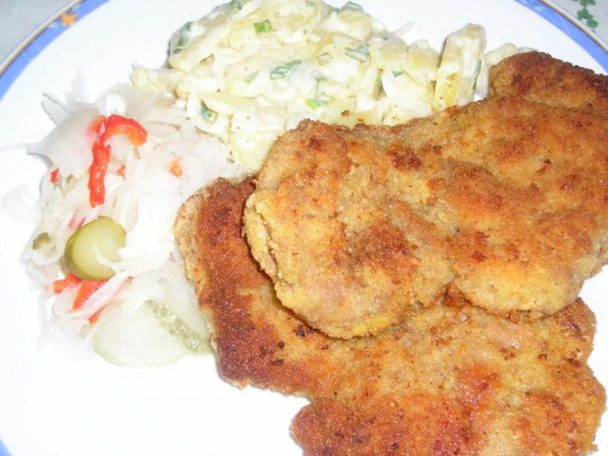 Kleine Schnitzelchen vom Lungenbraten mit Käsepanier - einfach - von Kluger