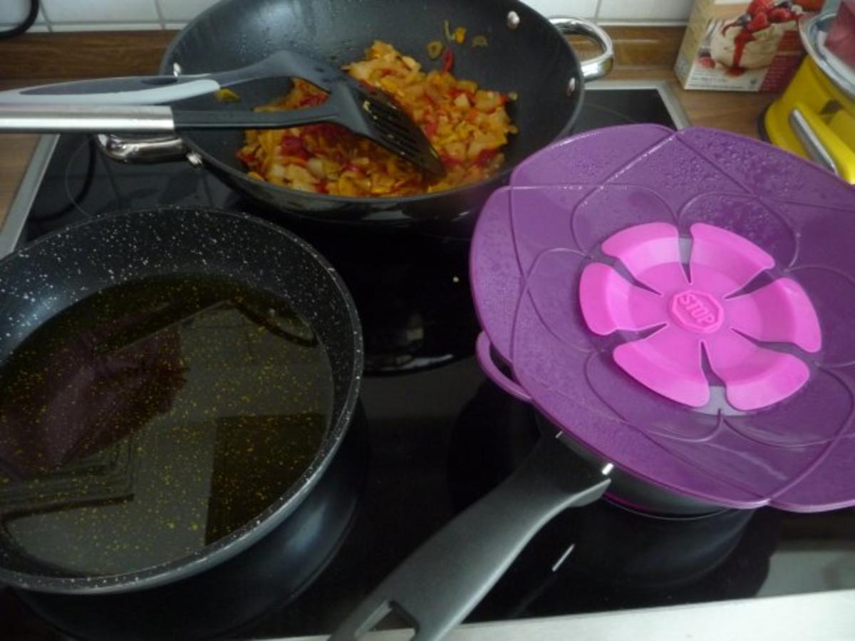 Geflügel : Putenbrust mit Kokos panade mit Gemüse an Penne - einfach ...