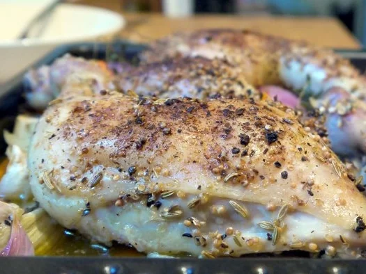 Backofenhuhn mit Pfeffer, Senf und Fenchel - Rezept - Bild Nr. 13