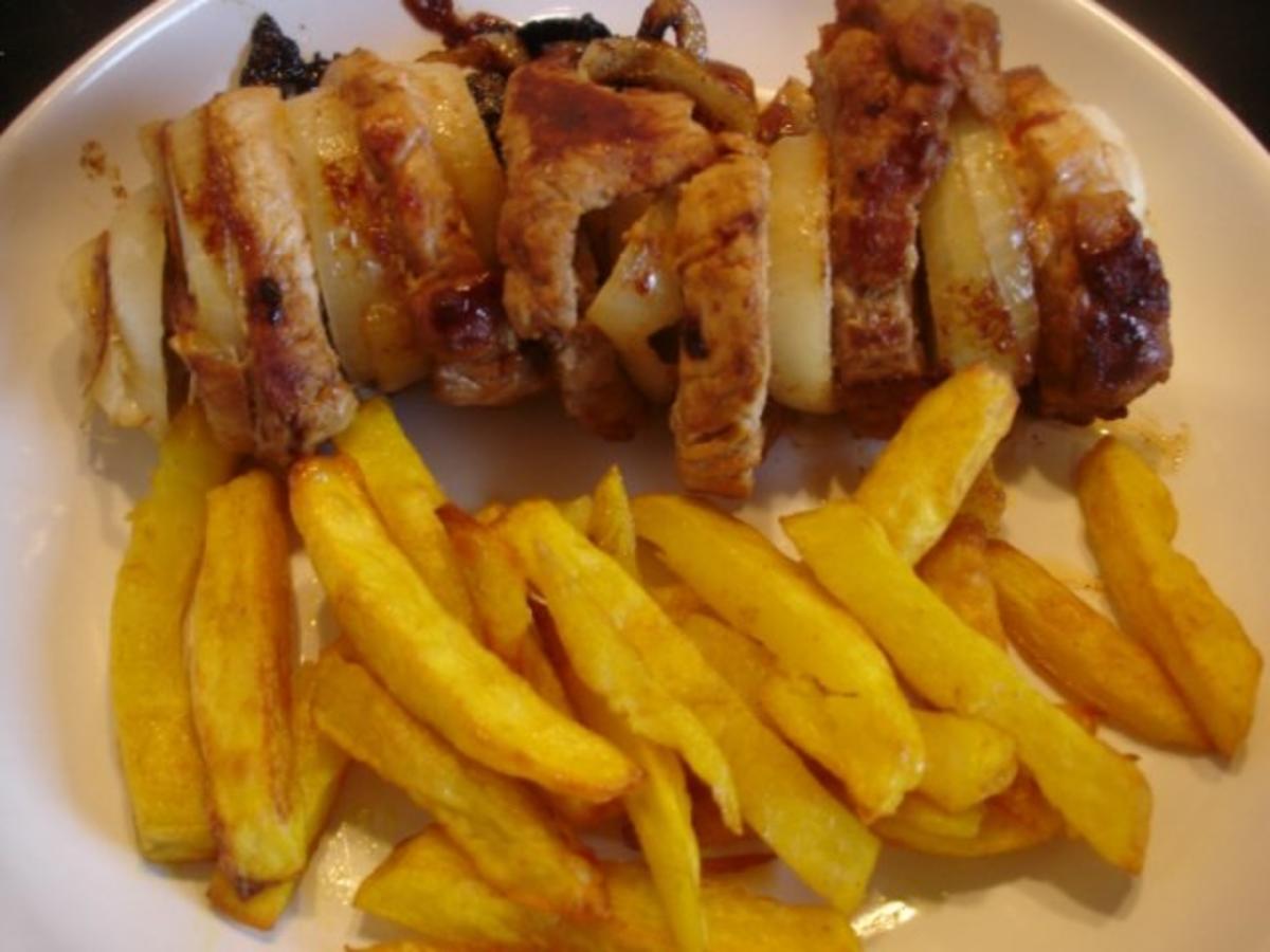 Schweinefiletspieße mit Currysauce und Backofen Pommes frites - Rezept - Bild Nr. 19