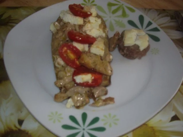 Gefüllte Aubergine und Champignons - Rezept