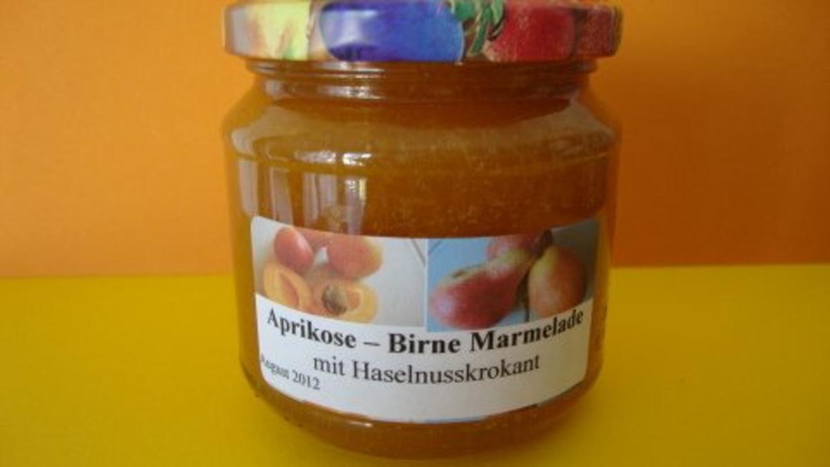 Aprikosen - Birnen Marmelade mit Mandelkrokant - Rezept