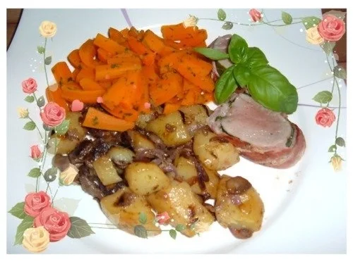 Fleisch : Schweinefilet mit Basilikumblättern - Rezept