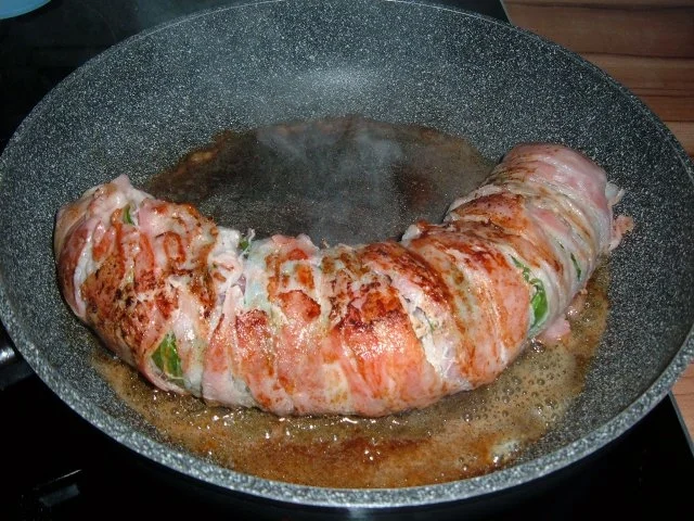 Fleisch : Schweinefilet mit Basilikumblättern - Rezept - Bild Nr. 4