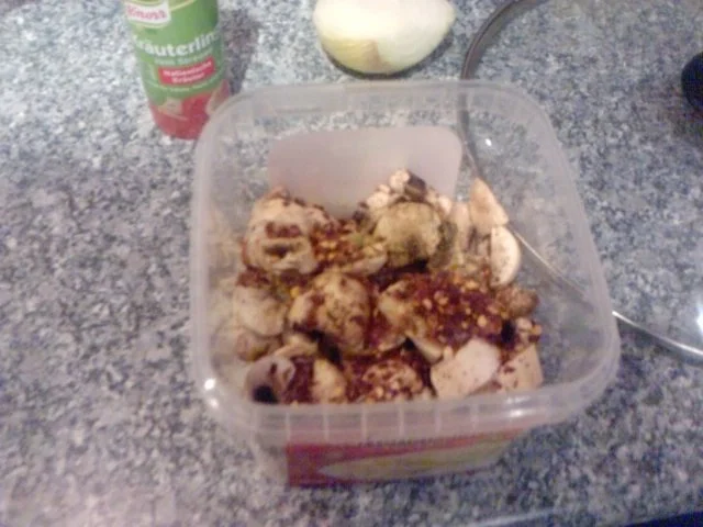 Pan Salsiccia e funghi molto picante  --  Wurstpfanne Salsiccia Picante mit Champis scharf - Rezept - Bild Nr. 3