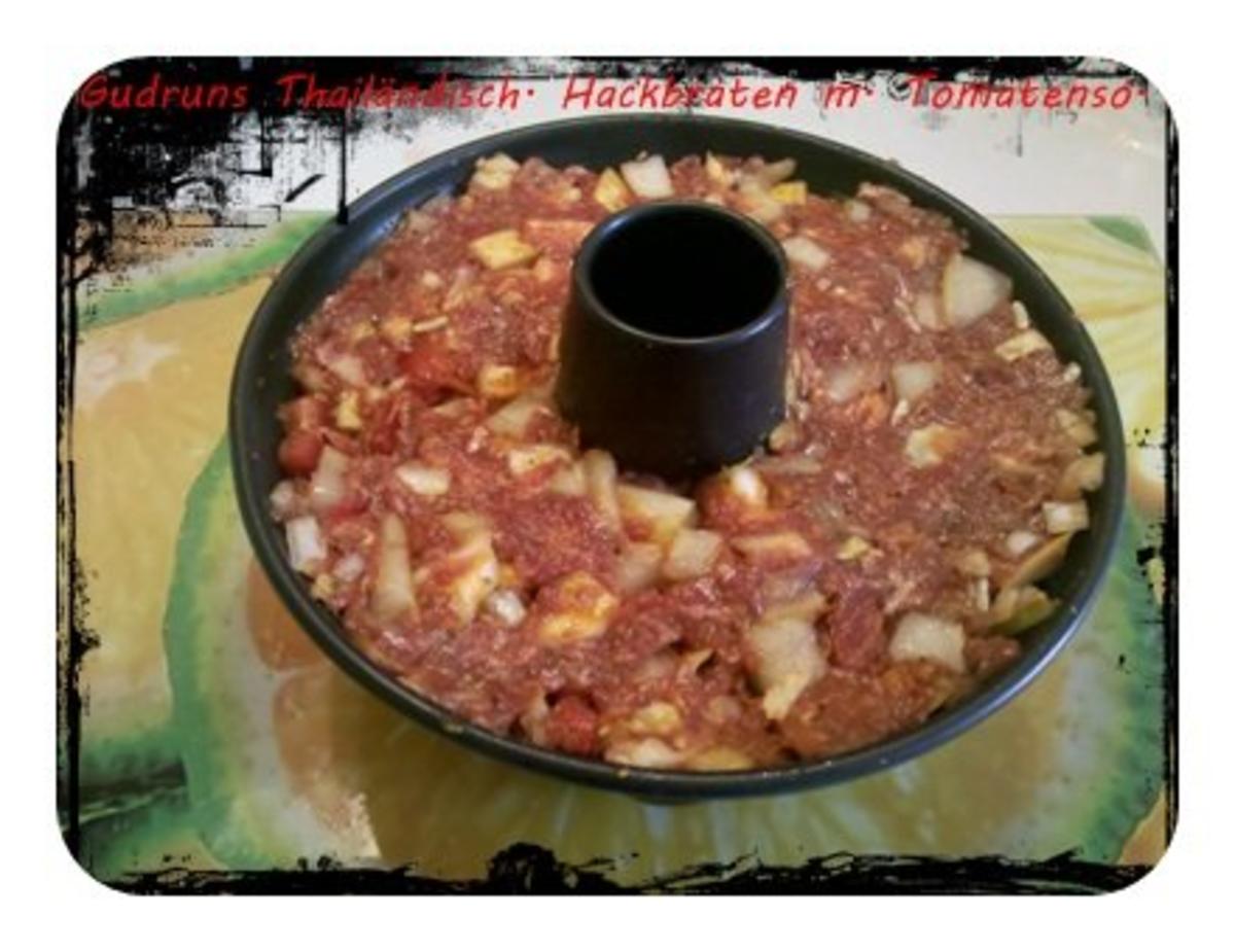 Hackfleisch: Thailändischer Hackfleischbraten mit Tomatensoße und Pellkartoffeln - Rezept - Bild Nr. 6