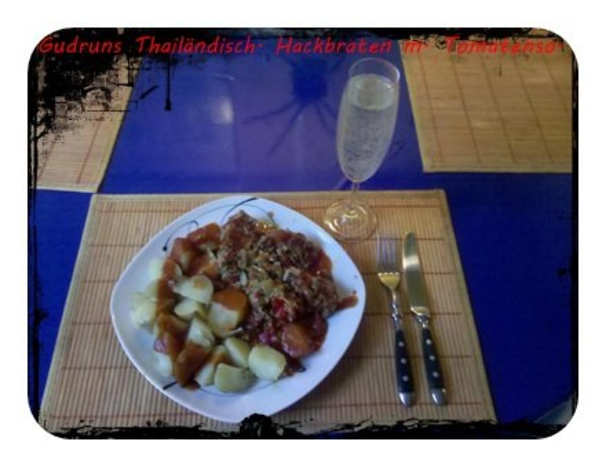 Hackfleisch: Thailändischer Hackfleischbraten mit Tomatensoße und Pellkartoffeln - Rezept - Bild Nr. 11
