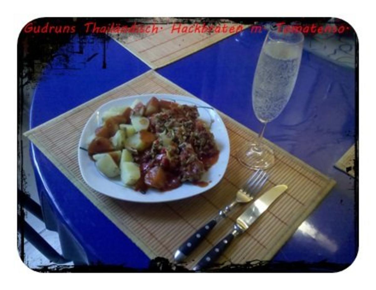 Hackfleisch: Thailändischer Hackfleischbraten mit Tomatensoße und Pellkartoffeln - Rezept - Bild Nr. 12