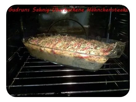 Rezept: Geflügel: Sahnig-überbackene Hähnchenminutensteaks mit Paprikagemüse Bild Nr. 11 Geflügel: Sahnig-überbackene Hähnchenminutensteaks mit Paprikagemüse - Rezept - Bild Nr. 11