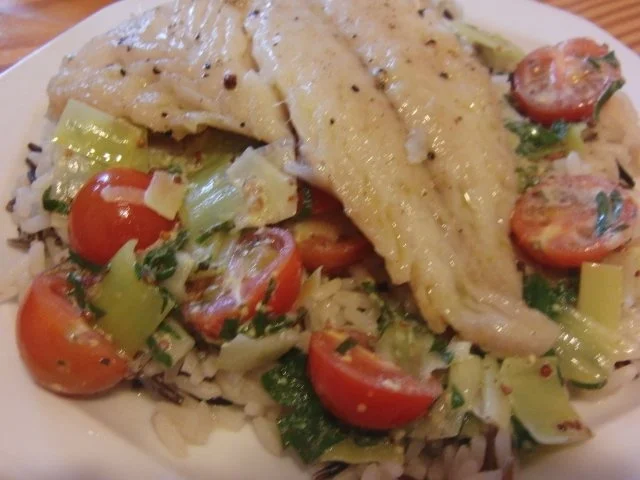 Rezept: gebratener Seelachs auf Gemüse gebratener Seelachs auf Gemüse - Rezept