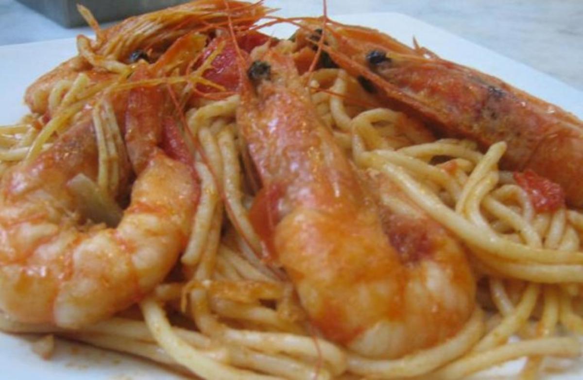 Spaghetti mit Garnelen und Ouzo - Rezept