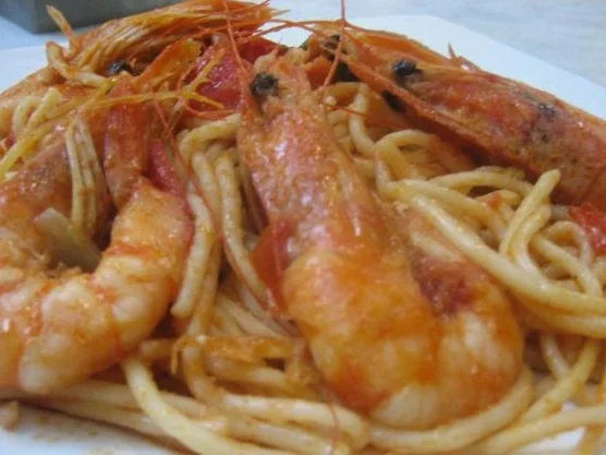 Spaghetti mit Garnelen und Ouzo - Rezept