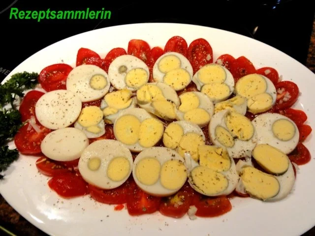 Salatbar:   TOMATEN - EIER  - Rezept