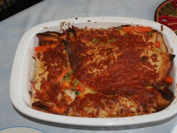 Rezept: Überbackene gefüllte Pfannkuchen Überbackene gefüllte Pfannkuchen - Rezept